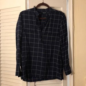 Navy and white Checkered blouse